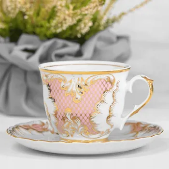 Ćmielów šálek Rococo Pudrová Růžová 250 ml – ručně pozlacená