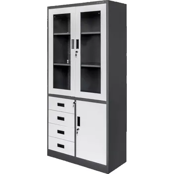 Šatní skříň Mobler Kovová kancelářská skříň se zásuvkami WENUS W-11 90x40x185 cm - grafit/šedá