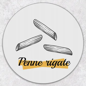 Kuchyňské prkénko Kulaté Skleněné Prkénko Na Servírování Jednohubek Těstoviny Penne Rigate průměr 40 cm