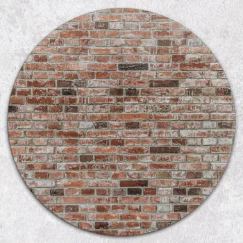 Obraz Kulaté Prkénko z Tvrzené Sklo s Dekorativním Vzorem Rustikální Cihla, průměr 40 cm