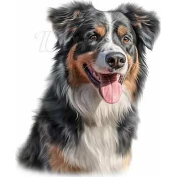 Textilní nažehlovací páska Dante Nažehlovačka Australský ovčák s jazykem - 17 x 20 cm