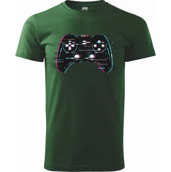 Gamer - gamepad barevný - Triko extra velké (5-8XL) - 6XL ( Lahvově zelená )