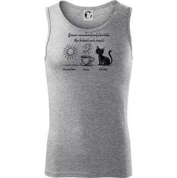 Jsem nenáročný člověk. Ke štěstí mi stačí sluníčko kafe kočka - Tílko pánské Core - L ( Tmavě šedý melír )