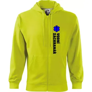Pánská mikina Rescue - Vodní záchranář - Mikina s kapucí na zip trendy zipper - L ( Limetková )
