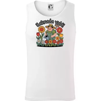 Zahrada volá - zahradník a slunečnice - Tílko pánské Core - L ( Bílá )