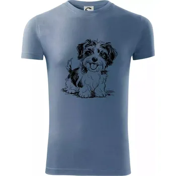 Pánské oblečení Havanský psík skica - Viper FIT - Pánské zůžené tričko - 3XL ( Denim )