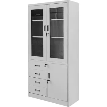 Šatní skříň Mobler Kovová kancelářská skříň se zásuvkami WENUS W-09 90x40x185 cm - šedá