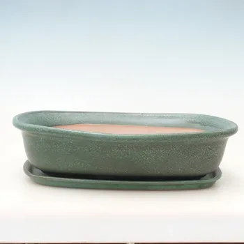 Květináč Bonsai miska + podmiska H10 - 37 x 28 x 9 cm. - zelená