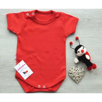 Kojenecké oblečení AMÁLKA Bavlněné body krátký rukáv, červené Velikost: 56