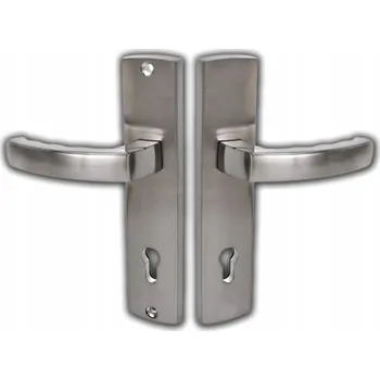 Dveřní kování KLIKA KE VCHODOVÝM DVEŘÍM HEROS 92 NA VLOŽKU, NIKL SATÉN, PRAVÁ