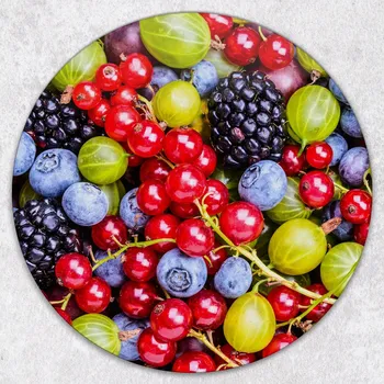 Kuchyňské prkénko Kulaté kuchyňské skleněné prkénko s grafikou ovoce, tvrzené, průměr 40 cm