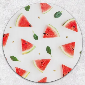 Obraz Stylové a odolné kulaté skleněné prkénko s potiskem Kousky melounu průměr 40 cm