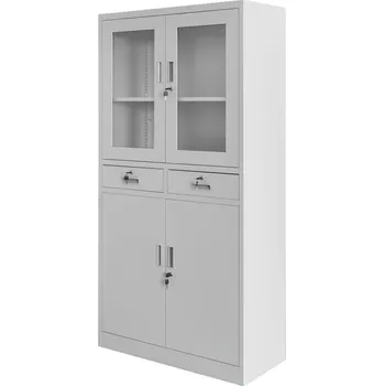 Šatní skříň Mobler Kovová kancelářská skříň se zásuvkami WENUS W-01 90x40x185 cm - šedá