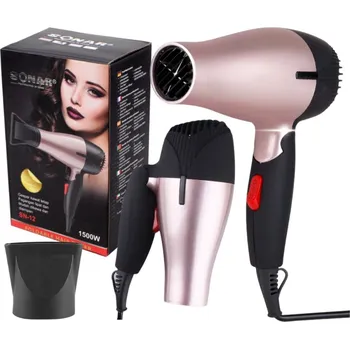 Fén CESTOVNÍ FÉN NA VLASY SKLÁDACÍ 1500W VÝKONNÝ RŮŽOVÝ + KONCENTRÁTOR