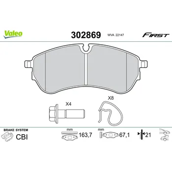 Brzdová destička Sada brzdových destiček, vždy 4 kusy v sadě VALEO 302869