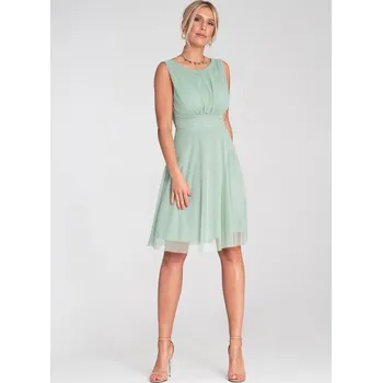 Dámské oblečení Mintové tylové mini šaty bez rukávů M1208 Mint Velikost: S/M
