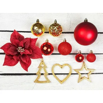 Vánoční dekorace Sada vánočních ozdob 136 ks v luxusní krabičce CHRISTMAS STARS