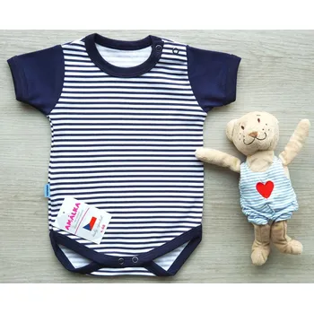 Kojenecký body AMÁLKA Bavlněné pruhované bodynko s krátkým rukávem Velikost: 80