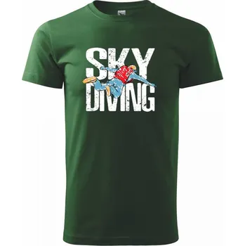 Pánské tričko Skydiving nápis - Triko extra velké (5-8XL) - 6XL ( Lahvově zelená )