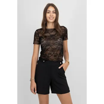 Dámské tričko Vero Moda dámské krajkové triko Freya černé Velikost: XS