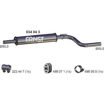 Zadní díl výfuku Střední díl výfuku ERNST 034043