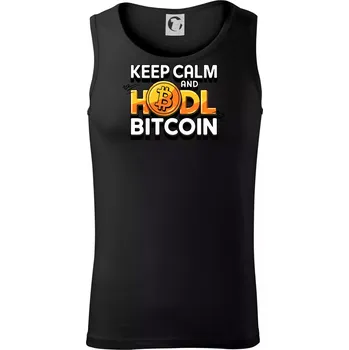 3D nápis Keep Calm and HODL Bitcoin - Tílko pánské Core - L ( Černá )