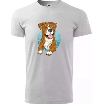 Americký staford kreslený v kolečku (Pecka design) - Triko extra velké (5-8XL) - 6XL ( Světlešedý Melír )