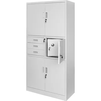 Šatní skříň Mobler Kovová kancelářská skříň s trezorem WENUS W-14 90x40x185 cm - šedá
