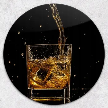Obraz Multifunkční Dekorativní Kulatá Skleněná Deska Pod Sklenici Whisky průměr 40 cm