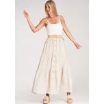 Béžová dámská viskózová midi sukně z texturované látky M1222 Beige Velikost: S/M