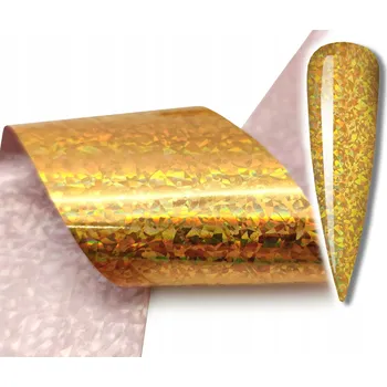 Fólie na transfer nehtů 10cmx4cm - zlatá, holografická