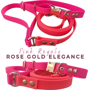 Obojek pro psa PINK ROYAL SET - NEON losos + růžová pro fenku