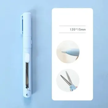 Multifunkční nůž 2v1 keramický řezací nůž s nůžkami Multifunkční papírový řezák Morandi barva Školní nůž na papír DIY tvoření 14 cm modrá