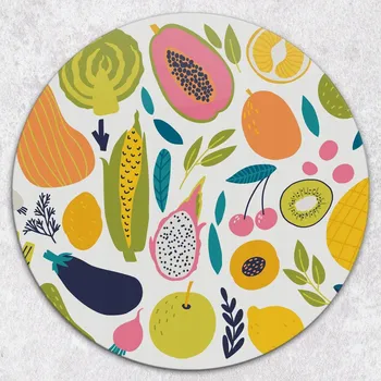 Kuchyňské prkénko Kulaté tvrzené skleněné kuchyňské prkénko s grafikou ovoce, průměr 40 cm