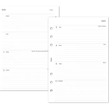 Diář Fleppi Rozšíření ke kalendáři 201 - Kalendář 2026, T2S horizontální linkovaný Vyberte velikost náplně: A5 - 8 disků / Filofax Notebook, Varianta rozšíření náplně: Plné oddělení měsíců
