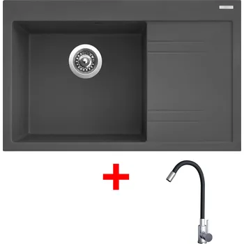Granitový dřez Set Sinks RIM 780 L + baterie ELASTA nerez/ černá Barva: Šedá metalická, Označení: Titanium