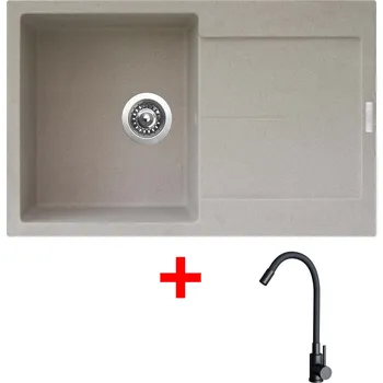 Granitový dřez Set Sinks ULTIMA 790 + baterie ELASTA černá matná Barva: Béžová světlá, Označení: Avena