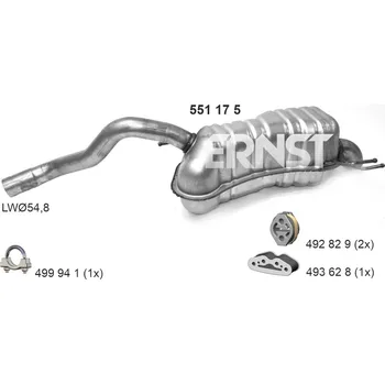 Zadní díl výfuku Zadní tlumič výfuku ERNST 551175