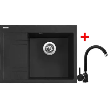 Granitový dřez Set Sinks RIM 650 P Granblack + baterie POLO granblack