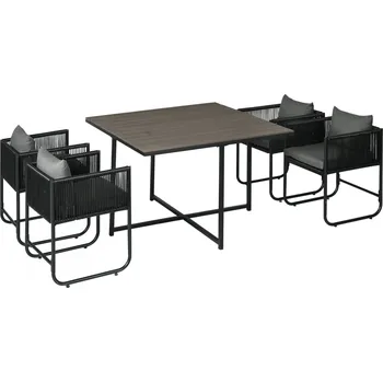 Zahradní sestava 5dílný set zahradního ratanového nábytku | šedý