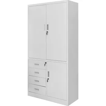 Šatní skříň Mobler Kovová kancelářská skříň se zásuvkami WENUS W-10 90x40x185 cm - šedá