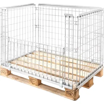 Skladový kontejner Mobler Drátěnný paletový nástavec Gitterbox s rámem 120x80x90 cm oka 6x10 cm otvor delší strana pozinkovaný