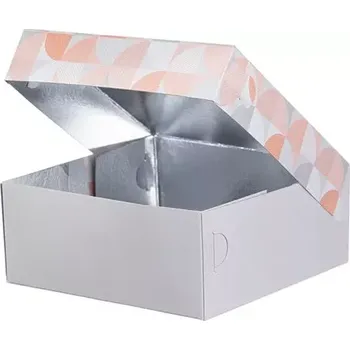 Jednorázové nádobí Gastro obaly Papírová krabice s aluminiem/hliníkem na dort, chlebíčky sweet fresh 35x35x10cm (min. počet 44ks)