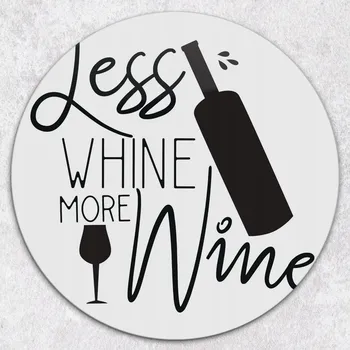 Kuchyňské prkénko Kulaté Skleněné Prkénko na Krájení a Servírování s Grafikou Víno a Nápis, průměr 40 cm