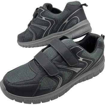 Pánské tenisky Sport Pánské šedé tenisky na suchý zip 02 Barva: Šedá, Velikost: 45