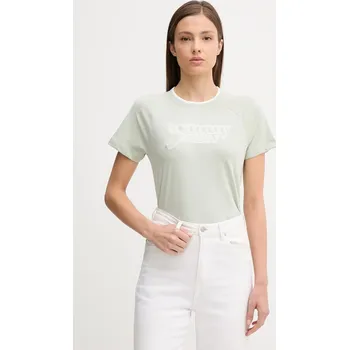 Dámské tričko Bavlněné tričko Tommy Jeans dámské, zelená barva, DW0DW21388 97X, vel. M