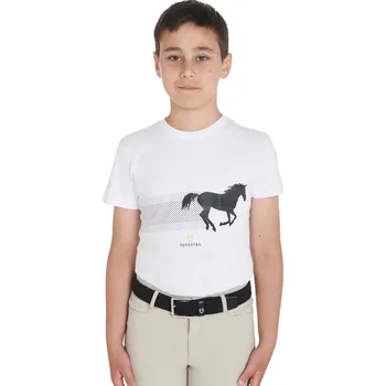 EQUESTRO Triko bavlněné Race Horse EQUESTRO, chlapecké, bílé 12 let