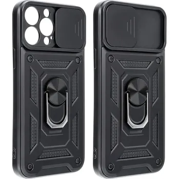 Náhradní kryt pro mobilní telefon Pouzdro silikon Samsung A366 Galaxy A36 5G, A566 Galaxy A56 5G Slide Armor Cam Shield černé