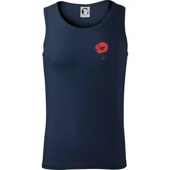 Vlčí mák kreslený na prsu - Tílko pánské Core - S ( Námořní modrá (velmi tmavá - téměř černá) )