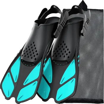 Boty do vody Šnorchlovací silikonové ploutve s nastavitelnými přezkami Otvory na patě Protiskluzové ideální na potápění a plavání v moři tyrkysová 37-41
